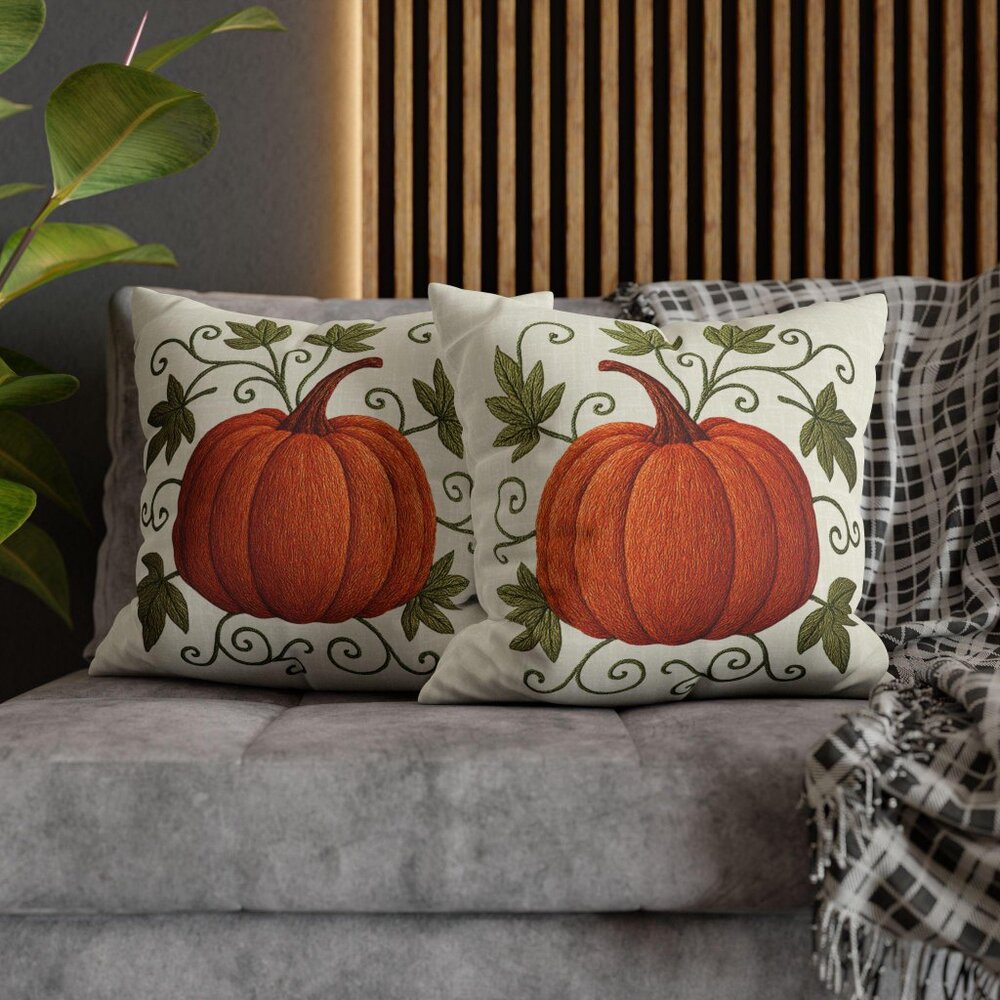 Autumn Pumpkin Faux Suede Pillowcase: Pumpkin Pillow - Picture 4 of 9